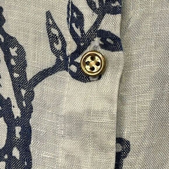 Charter Club Linen Top Womens Medium Multicolor Floral Paisley Print Button-Down - Picture 6 of 12